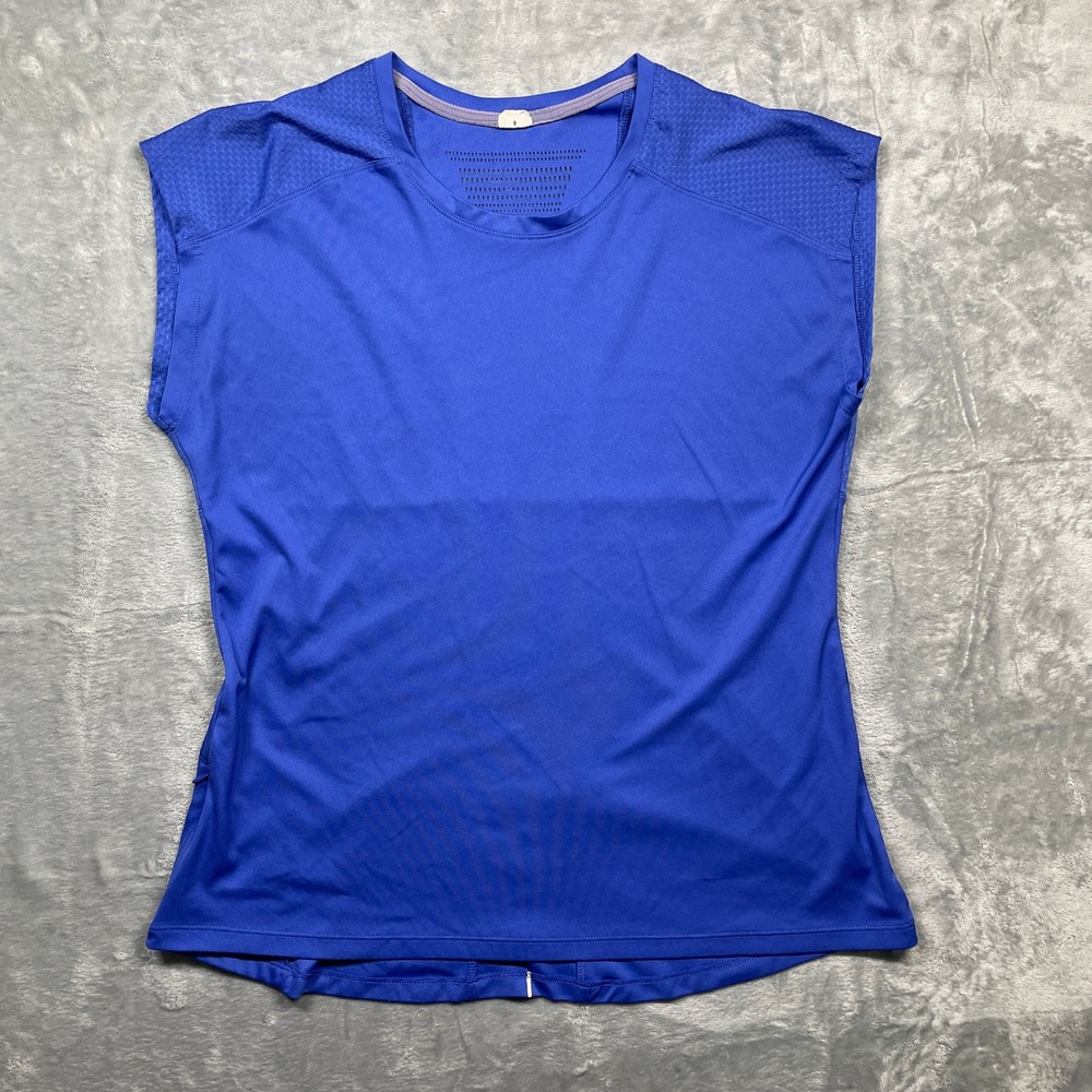 Champion Athletic Top Womens XL Blue Sleeveless Mesh Reflective Side Zip Pocket